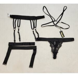 Mapale Black Four Piece Lingerie Set Large